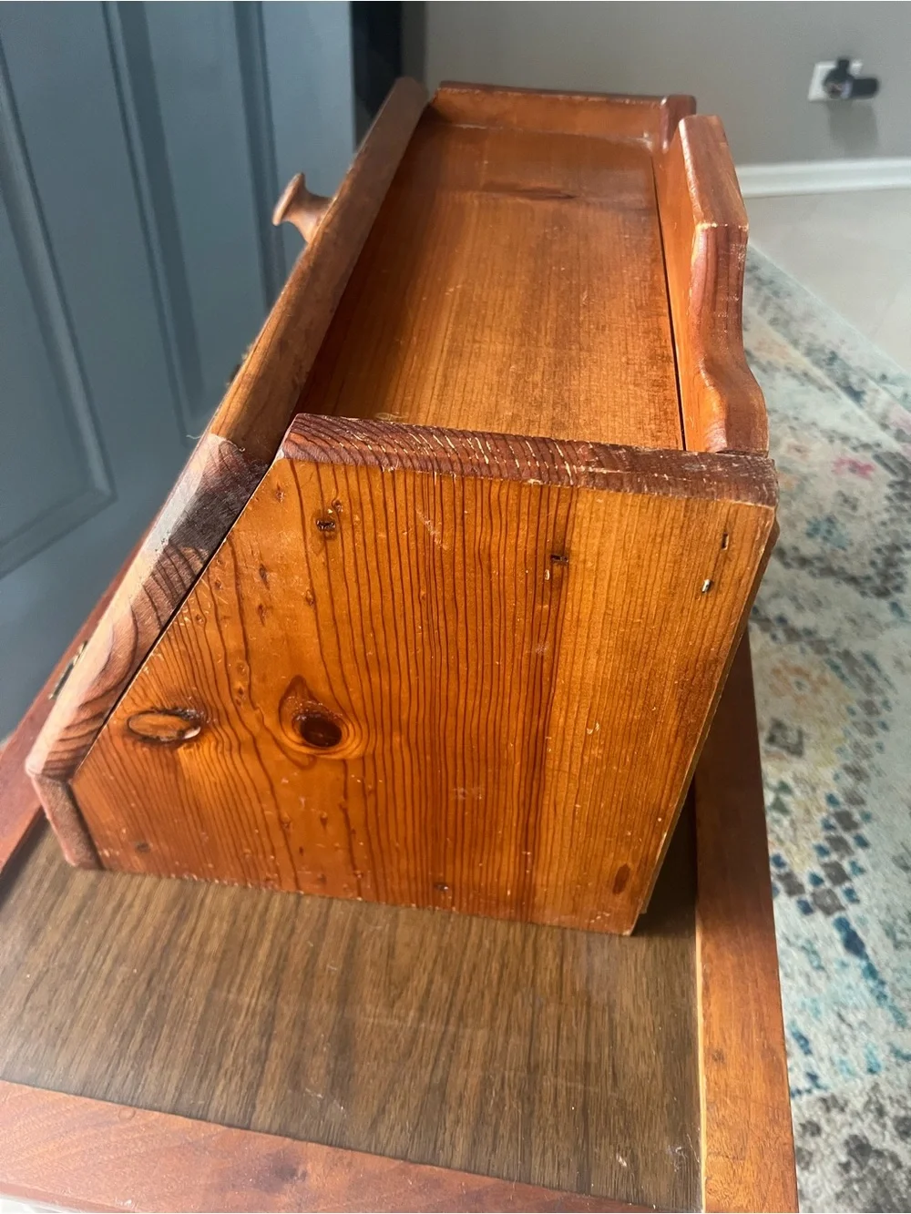 Vintage Wooden Bread Box with Window